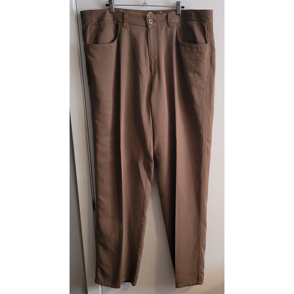 Vintage Mens Tommy Bahama Tencel Cotton Pants Brown Relaxed Resortwear 40 Y2K